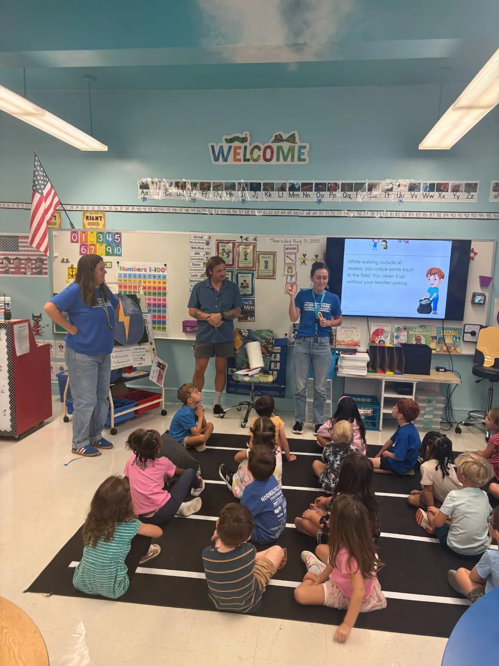 A seated classroom group